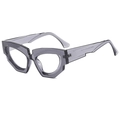 Trend cat-eye geometric sunglasses with thick transparent gray frames for street style - Grey Frame
