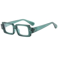 Lunettes de soleil rectangulaires rétro avec monture verte transparente et rivets argentés - Monture Verte (Verres Transparents)