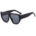Oversized flat top sunglasses with shiny black frames and dark grey shaded lenses - Black Frame Black Grey Lens