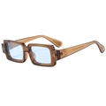 Lunettes de soleil rétro rectangulaires avec monture marron et verres bleus à angle de 45 degrés - Monture Thé Verres Bleus