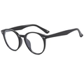 Classic round frame retro sunglasses in glossy black finish for trendy streetwear style - Black Frame