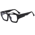 Modern irregular hexagonal black thick frame sunglasses with polished finish - Black Frame (Clear Lens)