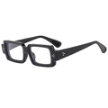 Lunettes de soleil vintage noires carrées avec rivets en métal argenté et monture épaisse - Monture Noire (Verres Transparents)