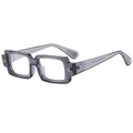 Lunettes de soleil rectangulaires classiques en résine gris-violet avec rivets - Monture Grise (Verres Clairs)