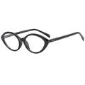 Lunettes de soleil œil de chat noires classiques avec rivets argentés et monture épaisse - Monture Noire Verres Transparents