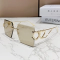 Chic rimless square sunglasses in light tea brown with gold heart-shaped metal temples - Champagne