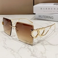 Square rimless tea gradient sunglasses with golden metal heart-shaped cutout temples - Gradient Tea