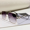 Fashion oversized metal sunglasses featuring gold frame and gradient purple lenses - Gold Frame Gradient Gray Lens