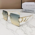 Square rimless oversized sunglasses with blue-yellow gradient lenses and heart metal trim - Green Tea