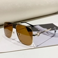 Luxury oversized aviator sunglasses with gold metal frame and amber brown lenses - Gold Frame Tea Lens