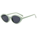 Retro-Ovale Katzenaugen-Sonnenbrille in Minzgrün mit silbernen Nieten am Bügel - Grün