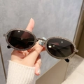 Lunettes de soleil ovales vintage avec monture en métal argenté pailleté et verres noirs - Monture Argent Verres Miroir Blanc