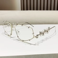 Montatura per occhiali moda in metallo dorato con strass lucidi e lenti trasparenti - Montatura Argento Lenti Trasparenti (Luce Anti Blu)