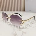 Frameless octagonal sunglasses with purple gradient lenses and gold devil claw temples - Gold Frame Gradient Gray Lens