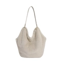 Chic beige faux fur shoulder bag with soft plush texture and slim leather strap - Khaki