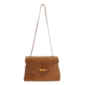 Retro braune Achseltasche mit Gold-Metallschnalle und Ledertextur für Damen - Nur Einzelbeutel / Braun