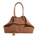 Sac fourre-tout en similicuir mat marron caramel avec boucle et longues anses - Grand / Marron