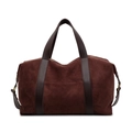 Bolso tote vintage grande de gamuza marrón con asas de cuero y cierre de metal - Café
