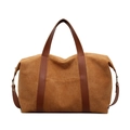 Bolso tote vintage de ante marrón de gran capacidad con detalles de cuero oscuro - Marrón