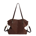 Große Shopper-Tasche mit Leopardenmuster, Ledergriffen und goldenen Metall-Details - Kaffeebraun