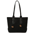 Borsa tote retrò nera con spalline sottili e frange di perline di legno vintage - Nero