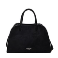 Bolso tote grande de ante sintético negro con asas dobles y logo impreso - Negro