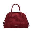 Bolso tote grande de ante burdeos con asas de mano y correa para el hombro - Burdeos