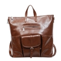 Grande borsa shopper retrò marrone e zaino in pelle PU con tasche multifunzione - Marrone