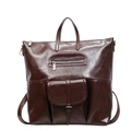 Zaino vintage in pelle cerata marrone scuro con grande capacità e tasche multiple - caffè