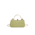 Grasgrüne Polka-Dot Mini-Abendtasche mit Goldgriff und glitzernder Strass-Verzierung - Grün