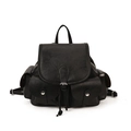 Sac à dos plissé noir minimaliste en cuir PU avec boucle rétro et cordon de serrage - Noir