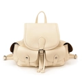 Sac à dos plissé blanc crème chic avec fermeture à cordon et poches à boucles vintage - Blanc Cassé