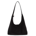 Klassische schwarze Hobo-Tasche aus Leder mit mattem Finish und Reißverschluss - Dunkelkaffee