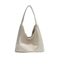 Bolso hobo minimalista de cuero suave crema con fondo ancho para el traslado diario - Blanco