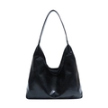 Bolso tote grande de cuero sintético negro clásico con una silueta hobo de estilo minimal - Negro
