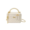 Borsa a tracolla trapuntata crema con elegante manico in oro e tracolla a catena - Bianco