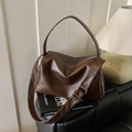 Borsa tote grande in ecopelle marrone scuro con tracolla regolabile pratica - Marrone
