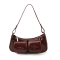 Bolso de hombro burdeos oscuro brillante con elegantes bolsillos con lazos - Burdeos
