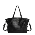 Large black vintage tote bag with gothic cross pendant and adjustable shoulder strap - Brown