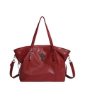Borsa tote bordeaux classica con ciondolo a croce gotica e borchie a stella - Rosso
