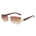 Fashion rimless square sunglasses with brown gradient lenses and gold star detail - Gold Frame Gradient Tea Lens