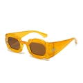 Y2K wavy petal frame sunglasses with orange translucent finish and brown square lenses - Gold Tea Frame Gold Tea Lens