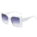 Occhiali da sole squadrati oversize retrò con montatura bianca e lenti viola sfumate - Montatura Bianca Lenti Grigio Sfumato