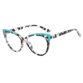 Montatura per occhiali cat-eye con motivo tartarugato vintage e dettagli verde menta - Montatura Tartarugata Blu