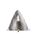 Schoudertas van grijs en wit gevlekt imitatiebont met goudkleurige metalen gesp detail - Grijs