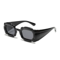 Y2K petal-shaped irregular sunglasses with thick black frames and dark grey lenses - Black Frame Black Grey Lens