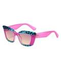 Lunettes de soleil œil de chat chic avec monture rose et accents léopard bleu - Monture Magenta Verres Rose Thé