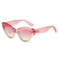 Modern cat-eye sunglasses with colorful gradient frame and UV protection lenses - Pink Green Frame Purple Orange Lens