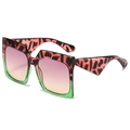 Occhiali da sole quadrati oversize con montatura leopardata rosa e lenti sfumate - Montatura Leopardata Rosa Lenti Tè Rosa