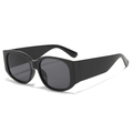 Classic oversized black frame sunglasses with glossy finish and dark grey lenses - Black Frame Black Grey Lens